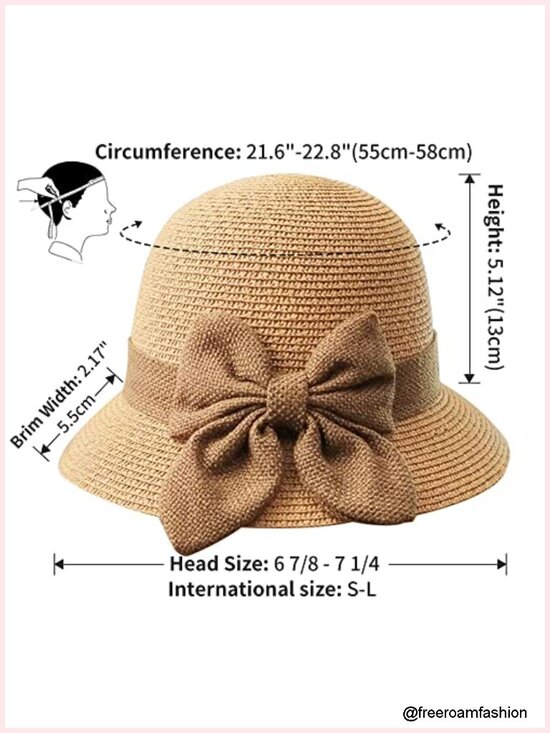 Women\'s Raffia Straw Cloche Hat Foldable Sun Hat for Beach